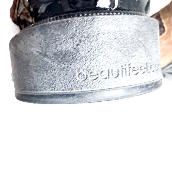 BeautyFeel Black Patent Leather Suede Animal Print Booties 42 - Picture 7 of 7